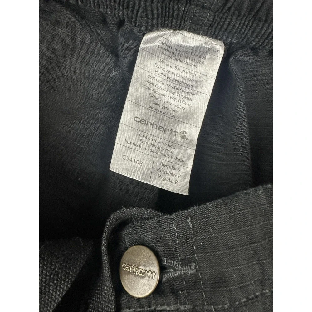 Carhartt Pants Mens Small 30x30 Scrubs Black Cargo Elastic Waist Canvas Workwear